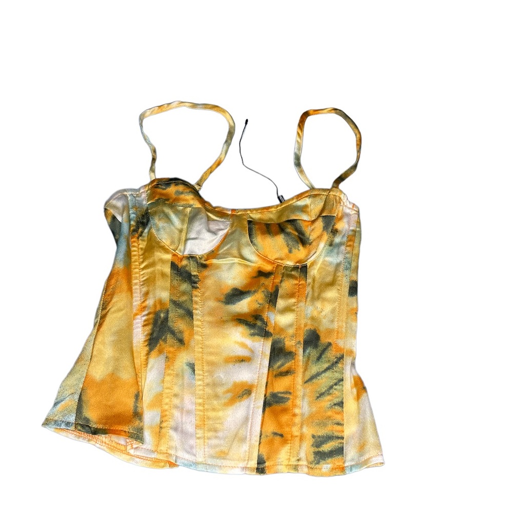 Orange Women’s Tie Dye Print Structured Corset Top